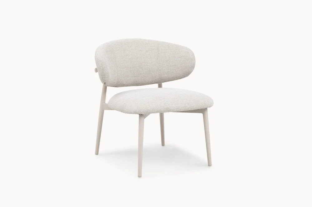 High Back Dining Armchair With Quilted Back And Aluminum Base