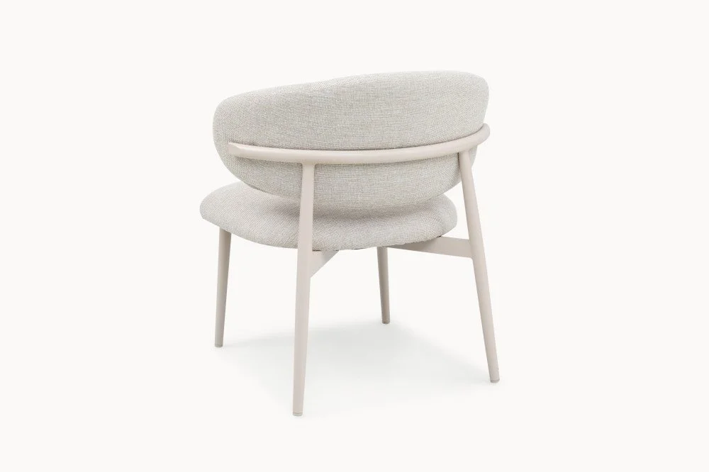 High Back Dining Armchair With Quilted Back And Aluminum Base — View 2