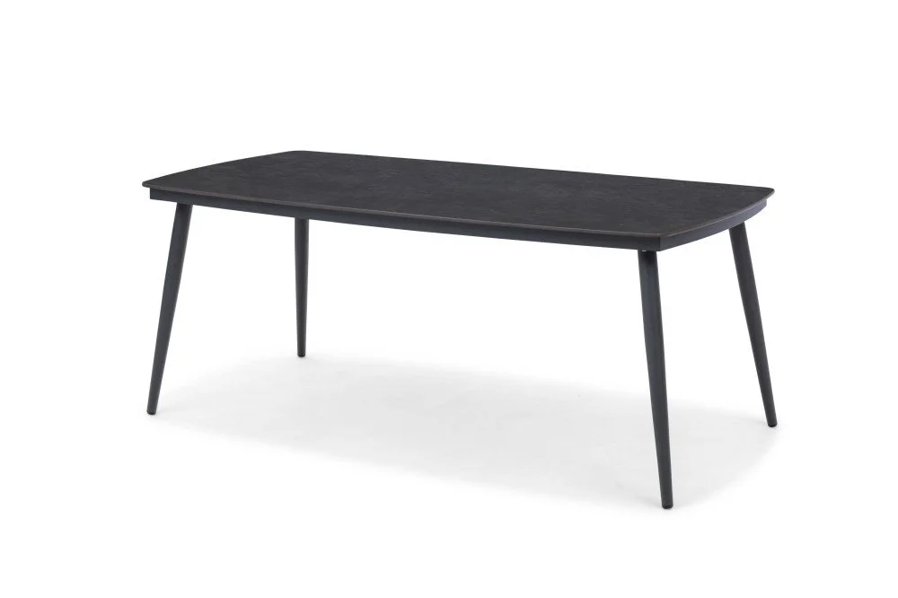 Outdoor Dining Table With Vick Grey Stone And Aluminum Frame