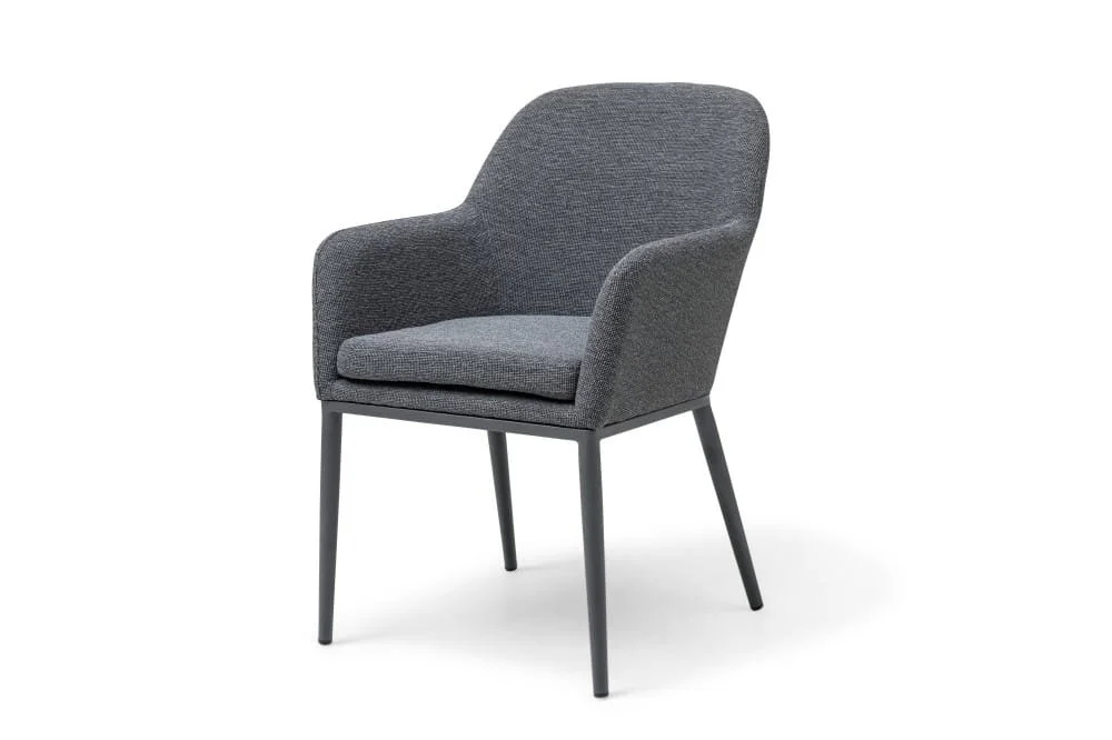 Quilted Dining Armchair With Aluminum Base Frame