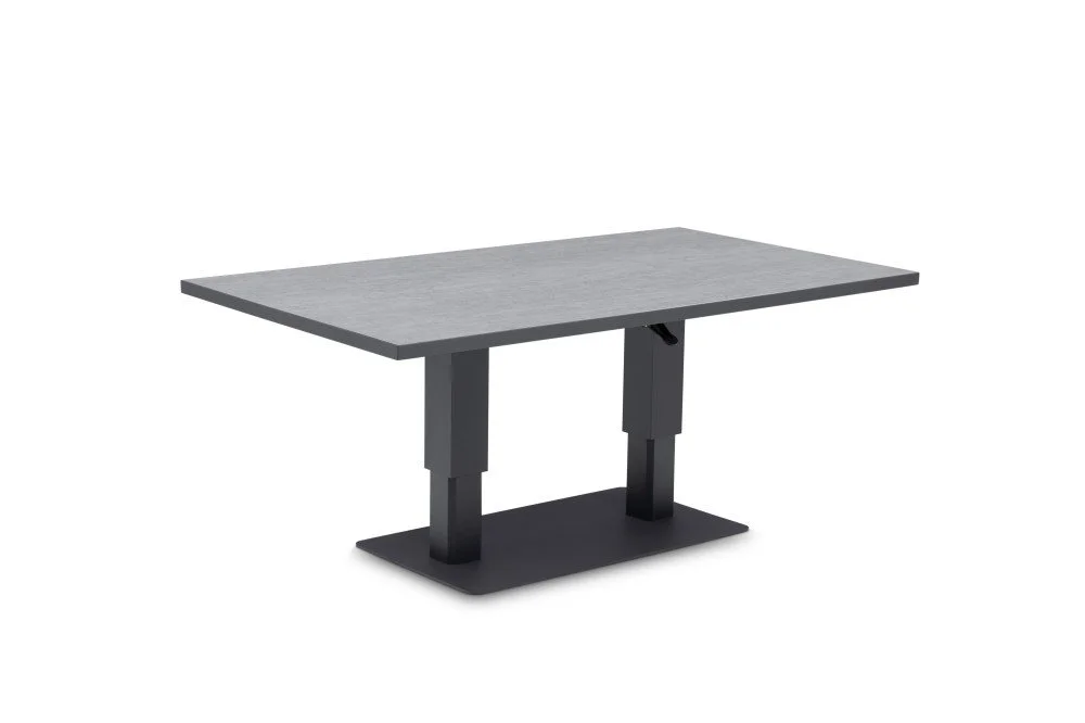 Height-Adjustable Aluminum Table With Sintered Stone Top