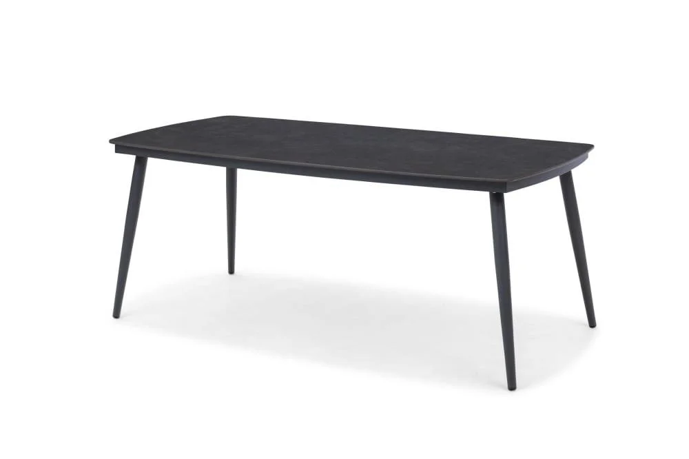 Outdoor Stone Top Table With Table Ring And Aluminum Base